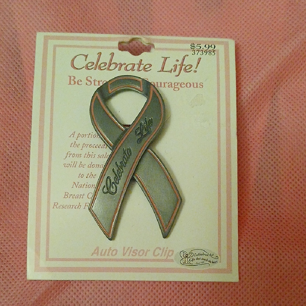 Hobby Lobby Pink Ribbon Auto Visor Clip